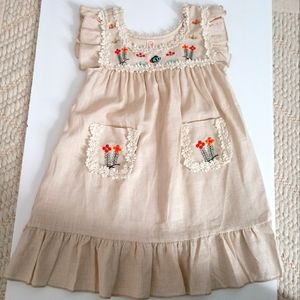 Boho linen viscose midi girls summer dress